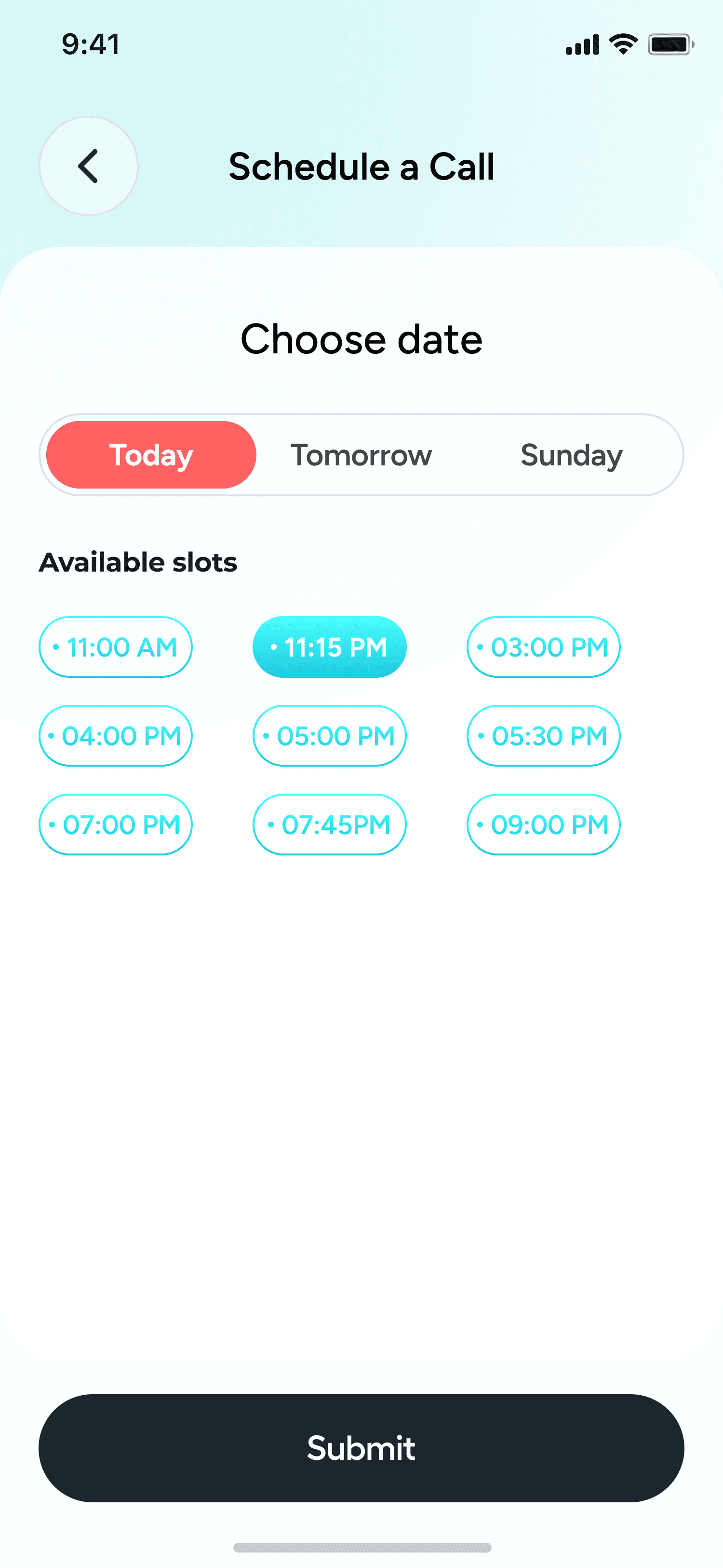 Schedule A Call screenshot